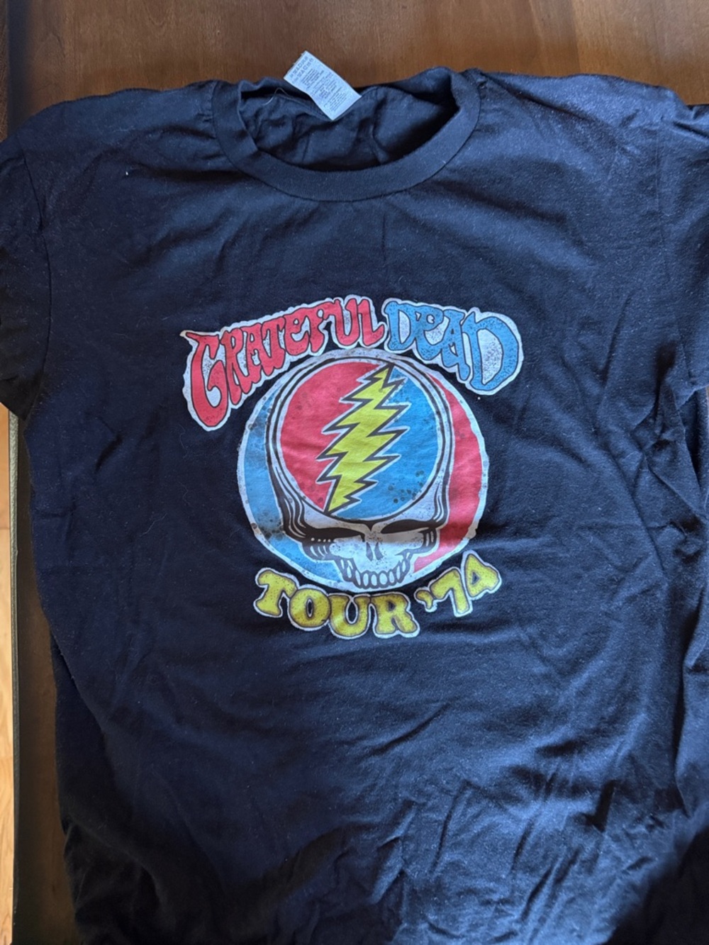 Gildan Black Kids' Graphic Tee with Red, Blue & Yellow Artwork